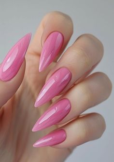 Cute Gel Manicure Ideas, Pastel Colour Nails, Hot Pink Ombre Nails, Jelly Pink Nails, Pink Long Nails, Neutral Nails Acrylic, Pointy Nails, Pink Gel Nails, Pink Ombre Nails