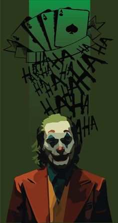 the joker poster has been altered to look like he is playing cards