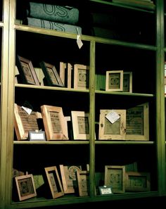 an old bookcase filled with lots of books