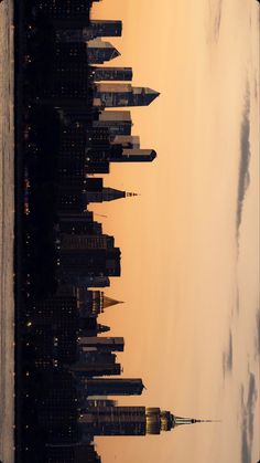 the skyline of new york city at sunset