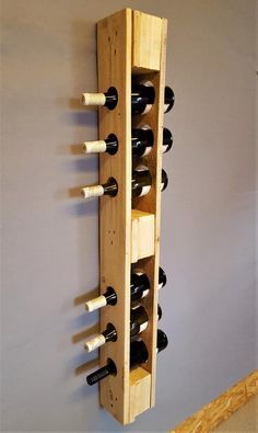 the wine rack is made out of wood