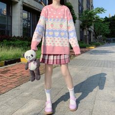 Kawaii Sweaters, Kawaii Outfit Ideas, Pastel Knits, Kawaii Sweater, Kawaii Outfit, Kawaii Outfits, Pullover Mode