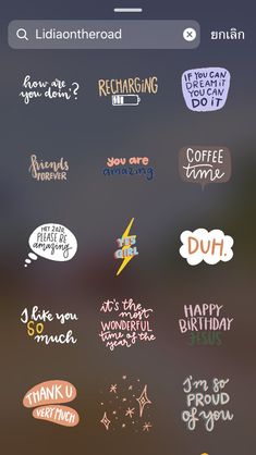 an iphone screen with some stickers on the back and one that says happy birthday