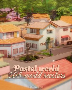 the cover of pastel world 205 world records, with an image of houses and trees