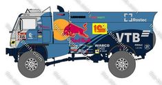 a blue truck with red bull logos on it's side and the words v8tb