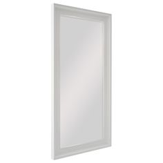 a white framed mirror on the wall