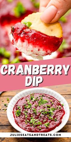 cranberry dip recipe with text overlay