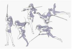 some anime character poses with swords in their hands