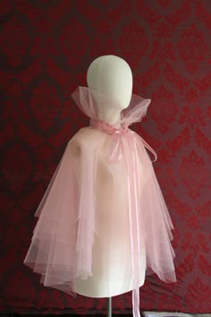 Fairy Cape, Costume Carnaval, Tulle Cape, Pink Cape, Organza Bow, Pink Tulle, Organza Ribbon, Big Bow, Silk Organza