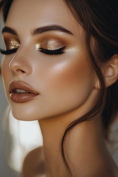 Gorgeous Bridal Makeup Ideas for a Flawless Wedding Look – Tips Inside - Yeah Weddings Gorgeous Bridal Makeup, Golden Eye Makeup, Makeup Suggestions, Golden Makeup, Stunning Eye Makeup, Perfect Lip Color, Bridal Makeup Ideas, Gold Makeup Looks, Best Bridal Makeup