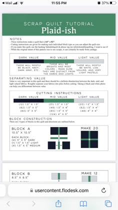 an iphone screen showing the user's guide to using plaid stitchs on fabric