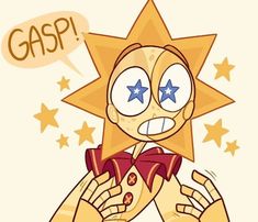 an image of a cartoon character with stars on it's face and hands in front of him