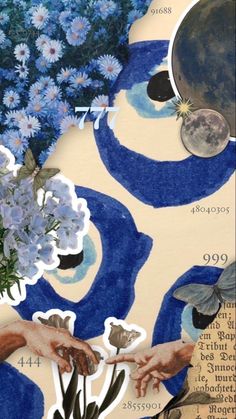 collage of hands reaching for flowers and butterflies