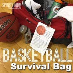 the basketball survival bag is packed with sports gear and items to pack for an upcoming trip