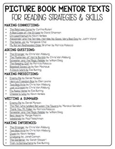 the book mentor texts for reading stages and skills is shown in this text, which includes instructions