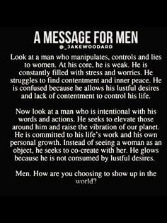 a message for men with an image of a man in black and white on it