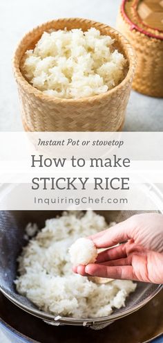 how to make sticky rice in an instant pot or stovetop with instructions for making sticky rice