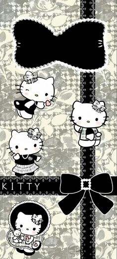 the hello kitty wallpaper is black and white