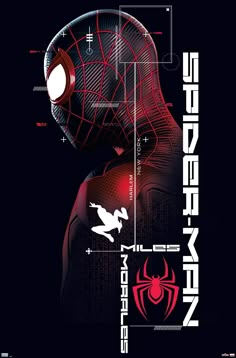 the amazing spider - man movie poster is shown in red and black, with an image of