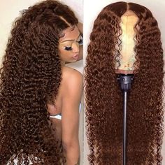 13x4 Chocolate Brown Curly Wigs Human Hair 180% Density HD Transparent Lace Front Wig Human Hair Brown Curly Wigs, Glueless Wig, Wig Human Hair, Wigs Human Hair, Public Holiday, Bad Weather, Customs Clearance, Curly Wigs, Lace Front Wig