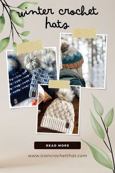 the winter crochet hats pattern is shown