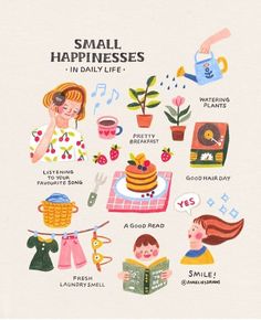 Small Happiness, Animal Illustrations, Happy Thoughts, 그림 그리기, Happy Life, Graphic Illustration, Self Improvement