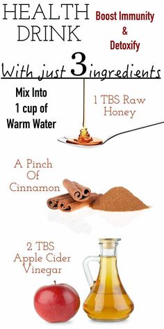 an apple cider and cinnamon spice mix with the words health drink, without 3 ingredients