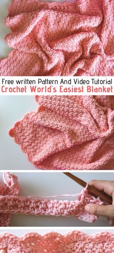 crochet world's easyest blanket free pattern and video tutor