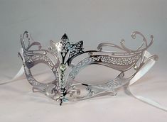 Silver Masquerade Mask Aesthetic, Siren Masquerade Mask, Silver Fantasy Masks For Carnival, Silver Fantasy Masquerade Mask For Carnival, Luxury Silver Masks For Masquerade, Masquerade Mask Aesthetic, Silver Fantasy Costume Mask, Gothic Silver Mask For Masquerade, Blue Masquerade Mask