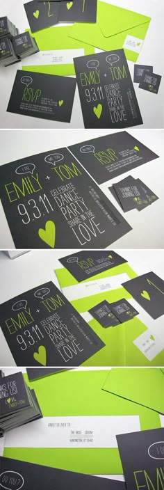 some black and green cards with hearts on them