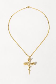 Child of Wild Rosa Sacra Necklace Elegant Gold Metal Cross Necklace, Luxury Rose Gold Cross Necklace, Cross Necklace Rosegold, Rose Gold Plated Cross Pendant Necklace, Elegant Gold-tone Cross Necklace, Heart Center, Rose Vines, Gold Cross Necklace, Gold Overlay