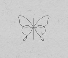 the butterfly logo is drawn in black ink on a white paper with a gray background