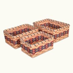 four pieces of woven basket sitting next to each other