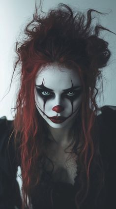 34 Clown Hairstyles: Fun and Frightening Ideas for Your Halloween Costume | LooksNiceOnMe Red Hair Halloween Costumes, Teknik Makeup, Halloweenský Makeup, Den Mrtvých, Holloween Makeup, Scary Clown Makeup, Horror Halloween Costumes, Creepy Halloween Makeup, Cute Halloween Makeup