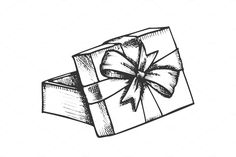 a hand drawn gift box with a bow