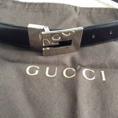 Authentic Gucci Black Belt With Silver Buckle In G. It Is A 1” Leather Belt, 36” Long. Gucci Is Engraved In Buckle Gucci Black Belt, Gucci Accessories, Gucci Black, Dust Cover, Black Belt, Leather Belt, Belts, Buckle, Thing 1