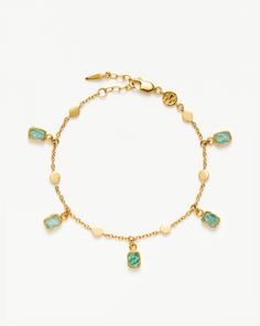 Lena Charm Bracelet | 18ct Gold Plated/Amazonite. A Best Selling Design to Elevate Your Arm Stack. Evenly Spaced Amazonite Gemstones – Known for Healing – Bring Color to this Impactful Bracelet, Paired with a Delicate Bobble Chain. Stack with Chunkier Chains or Wear Solo for Everyday Styling. Metal: 18K Gold Plated Vermeil on Sterling Silver Gemstone: Amazonite Dimensions: Gemstones Approx 5 mm X 7. 5 mm Total Length: 185 mm with Extension at 165/175/185mm Weight: 3. 9This Piece Has a Beautiful Chain Stack, Arm Stack, Finger Bracelets, Amazonite Bracelet, West Coast Style, Gold And Silver Bracelets, Amazonite Stone, Selling Design, Mixed Metal Jewelry