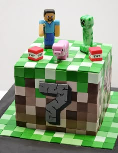 a cake made to look like a minecraft block