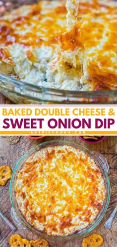 Your party snack ideas must have this double cheese and sweet onion dip! Everyone will love this easy appetizer dip. Baked to creamy, cheesy perfection, this hot onion dip is addictive! So, get some cream cheese and Vidalia onions ready for this game day recipe! Four Onion Dip, Cheese And Onion Dip, Hot Onion Souffle Dip, Bloomin Onion Dip, Onion Mayo Cheese Dip, Different Dip Recipes, Onion And Chive Cream Cheese Recipes, Baked Dips With Cream Cheese, Cheesy Onion Dip