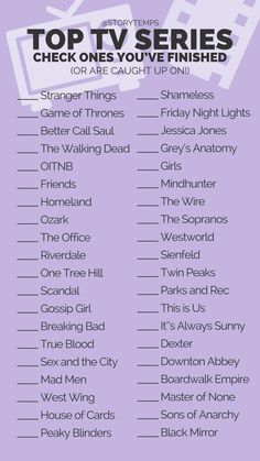 the top tv series checklist for each one you've finished, with text over it