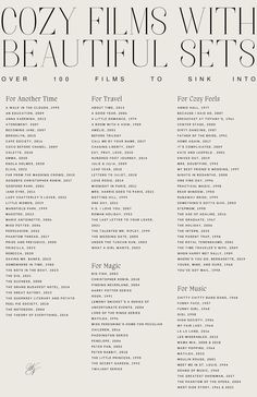 the font and numbers for cozy films with beautiful sets, including one that is written in black