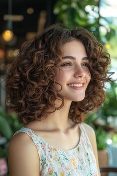 Light Brown Short Curly Hair, Shoulder Length Mixed Curly Hair, Cute Curly Hairstyle, Short Curly Hairstyles For Women, Light Curls, Cute Curly Hairstyles, Medium Curly Hair Styles, Curl Cream, Curly Hair Women