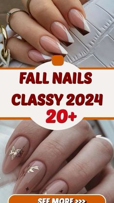 Nails For Autumn 2024, Fall Nail Designs With Glitter, Nails 2024 Trends Autumn, Fall Acrylic Nail Designs 2024, Fall Nail 2024 Trends, Nails 2024 Autumn Trends, Classy Fall Nail Ideas, Elegant November Nails, Neutral Nails Fall 2024