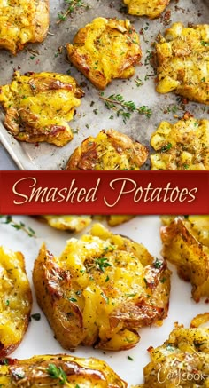 smashed potatoes topped with butter and herbs Sides That Go With Steak Dinners, Best Side With Steak, Cookout Side Dishes Potatoes, Bbq Sides Potatoes, Sides For Bbq Pork Chops, Summer Steak Sides, Potatoes For Steak Dinner, Side Bbq Dishes, Side For Steak Dinner Ideas