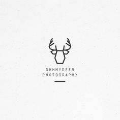 the logo for ohmyder photography is shown in black and white, with an antler's head on it