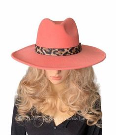 "Overall Dimensions of Hat 16x12x5.5 Fits 22-23\" Noggins Adjustable Size  Polyester  Animal Print Attached Hat Band Hat orders ship free USPS PRIORITY MAIL 1-3 day delivery time after one day processing time" Winter Fedora Hat One Size, Pink Bohemian Fedora Hat, Adjustable Fedora Costume Hats For Fall, One Size Fall Hat With Short Brim, Pink Adjustable Fedora Felt Hat, Trendy Brimmed Hats For Kentucky Derby, Orange Adjustable Hat With Curved Brim, Adjustable Pink Fedora Felt Hat, One Size Fedora Hat For Kentucky Derby