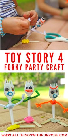 the toy story 4 forky party craft is an easy and fun activity for kids