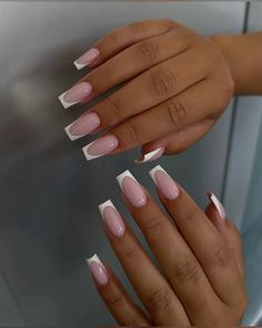 Nail Transformation, Stylish Nail Art, Long Coffin Nails, Elegant Nail, French Tip Acrylic Nails, Work Nails, Nails Only