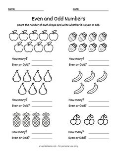 an odd number worksheet with fruits and vegetables