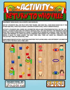 an advertisement for the activity return to whoville game